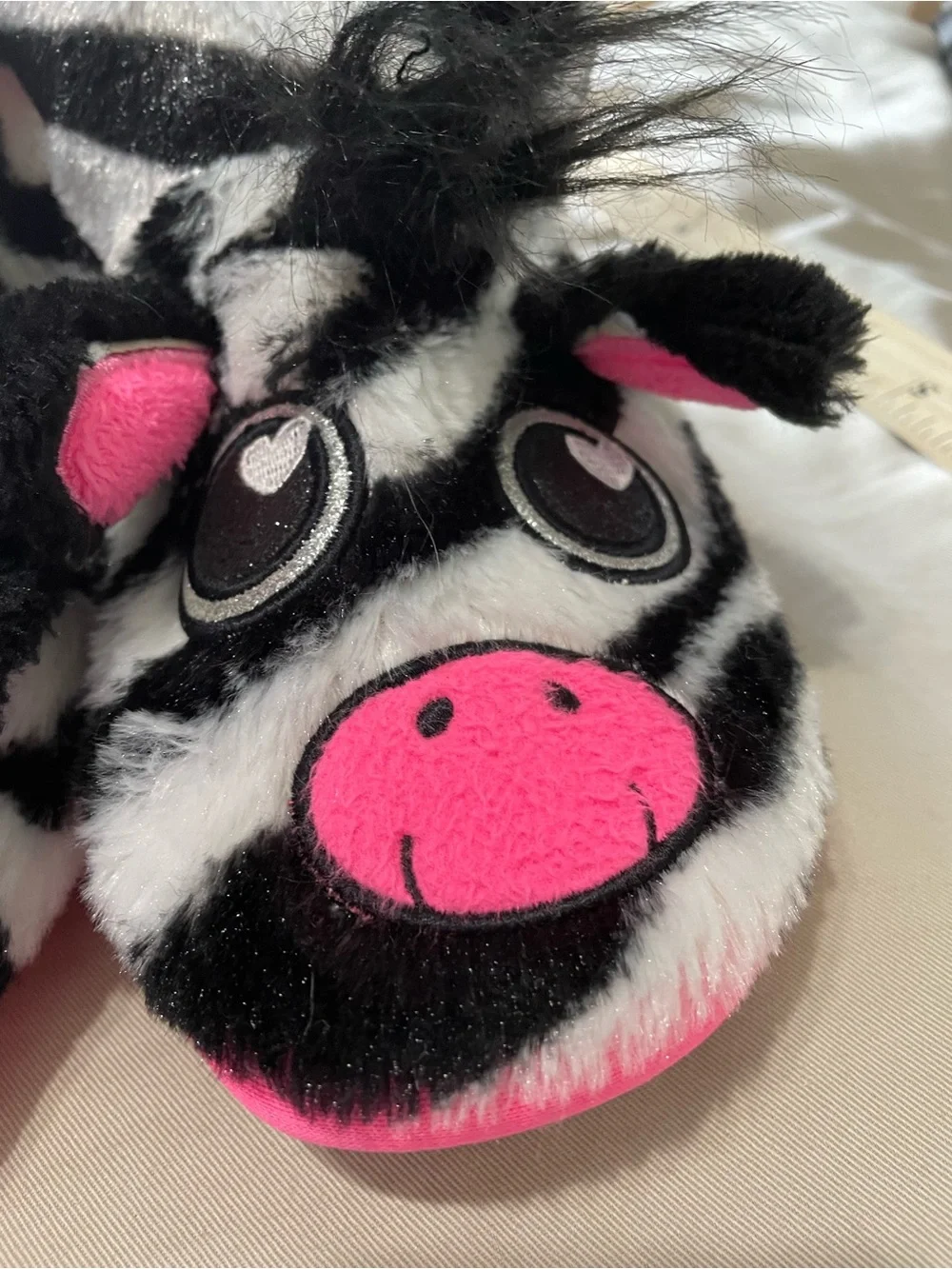Justice Zebra/Pink slippers Size M 4/5